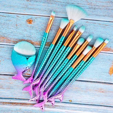 11pcs Mermaid Makeup Brushes